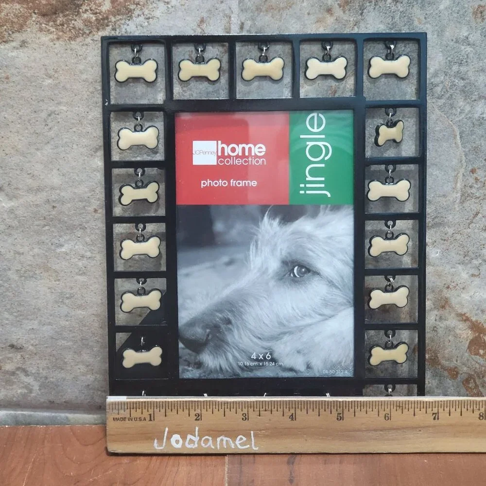 Home Collection Photo Frame Jingle Dog Bone Charms 4 x 6 Metal Picture Frame